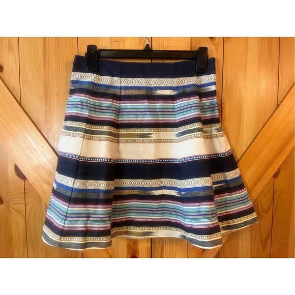 Anthropologie Chloe Oliver Hayley Skater Skirt Striped Serape Thick Weave Sz 4 N - Picture 1 of 4